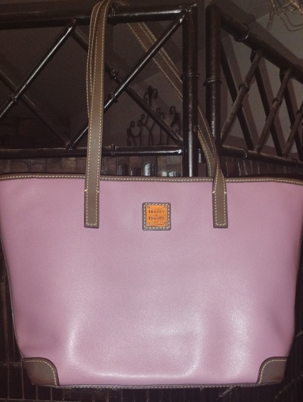 Dooney & Bourke Textured Leather Tote Bag Mauve Light Purple